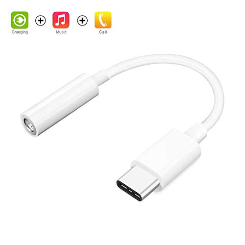 Type C Audio Jack Adapter USB-C to 3.5 mm Headphone Jack Adapter,Aux Audio Adapter Converter Type C Connector for iPad Pro/Google Pixel/Pixel 2/2XL/3/Huawei/Samsung/OnePlus and More (White)