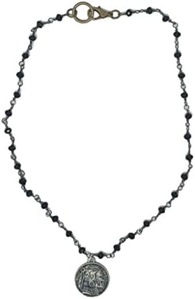 Weekend Wears Jewelry Native Choker with Coin Pendant, Black Beads