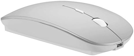 LOVRI 2.4G Rechargeable Slim Wireless Mouse with USB Receiver, 3 Adjustable DPI Levels for Notebook, PC, MAC, Laptop, Computer, Macbook (Silver)