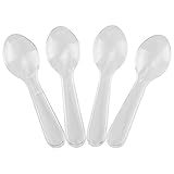 Clear Mini Disposable Tasting Spoons - 3 Inch Plastic Sampling Spoons - Small Taster Spoons for Food, Ice Cream or Spices - Frozen Dessert Supplies - Beautiful Colors! 100 Count