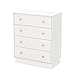South Shore Litchi 4-Drawer Dresser, Pure White with Nickel Finish Knobs