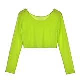 EXIU Womens Crop Mesh Sheer Tops T Shirt Bodycon Night Club Party Blouse
