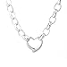 Womens Stainless Steel Silver Elegnat High Polished Heart Charm Cable Link Chain Necklace Bracelet Set
