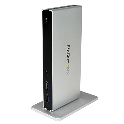 StarTech.com USB Docking Station - Universal USB 3.0 Dock - Dual DVI Monitor with HDMI and VGA Adapters - Ethernet/USB Hub/Audio