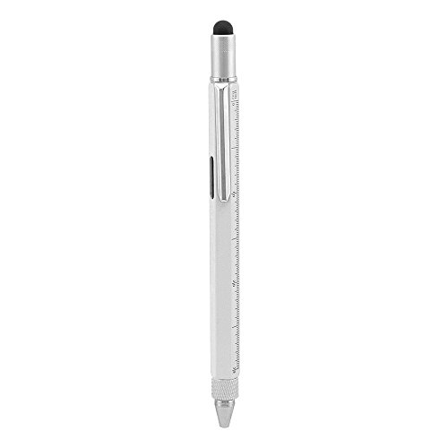 Shulaner 6 in 1 Multifunction Tech Tools 0.7mm Black Ink Ballpoint Pen with Ruler Level Stylus and Two-head Screwdriver Gift for Men, Silver, 3 Pack - Thumbnail 4