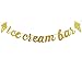Gold Glittery Ice Cream Bar Banner and Gold Glittery Circle Dots Garland for Ice Cream Theme Party Birthday Wedding Party Decoration