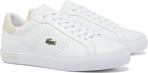 Lacoste Womens Powercourt 2.0 Sneaker, WHT/Off WHT, 6.5