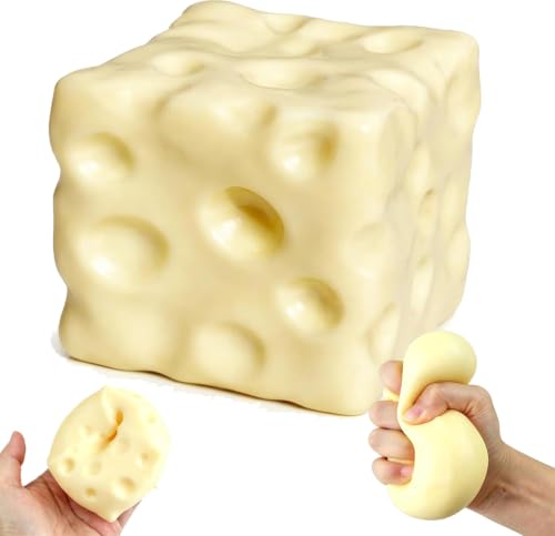 SLEEPHEAD® 10cm Large Cheese Squishy Slow Rising ，Cute Cheese Block Fidget Toy for Anxiety Relief Soft Silicone ，Squeeze Cheese Squishy Toy for Adults Teens Desk Decor & Party Favor