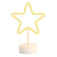 Amped & Co, Star Desk Light, Mini LED Neon Collection, Night Lite Novelty Room Decor, Battery Powered, 7.5 inches, Yellow