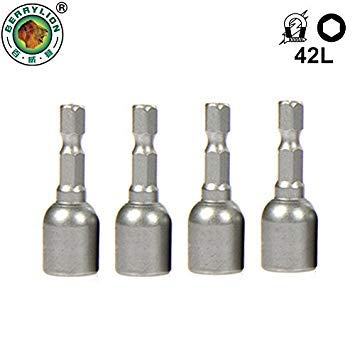 Generic 4pcs set : BERRYLION Hex Socket Sleeve Nozzles 8/10/12/13mm Magnetic Nut Driver Adapter Hex Drill Bit Electric Power Tools