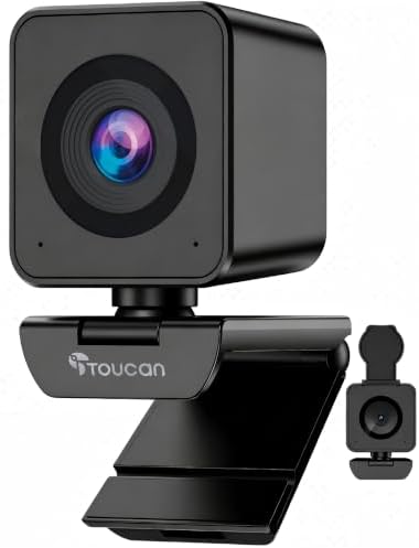 TOUCAN 1080P Webcam for pc, Webcam with Microphone for Laptop, Plug and Play USB Web Cam, 90°View Computer Camera, External Camera for Streaming, Skype, Zoom, FaceTime, Hangouts, MacBook/Tablet