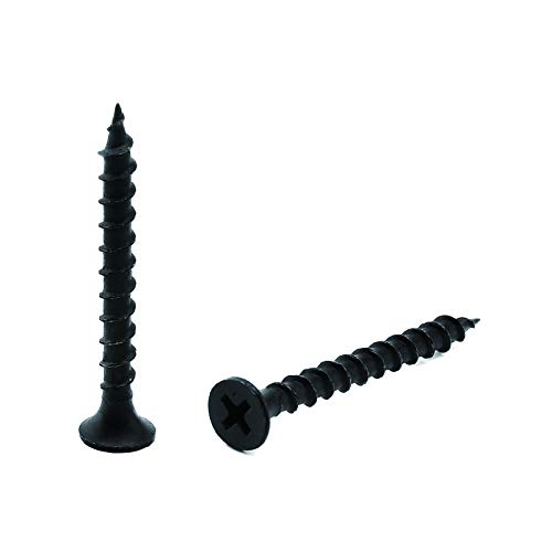 #7 x 1-5/8" Wood Screw 50PCS Black Phosphate Coated Stainless Flat Truss Head Fast Self Tapping Drywall Screws by SG TZH — image 1