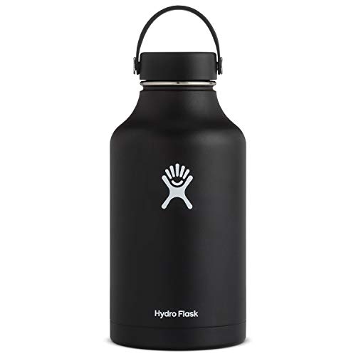 Hydro Flask Water Bottle - Stainless Steel & Vacuum Insulated - Wide Mouth with Leak Proof Flex Cap - 64 oz, Black