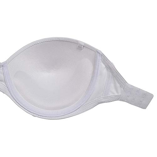 Strapless Bra with Clear Back Invisible Strap Push Up Padded Underwire Backless Halter Bralette 36D, White