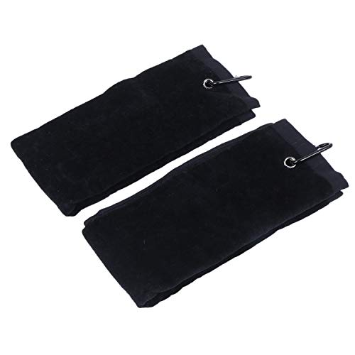 SNOWINSPRING-2-Pieces-Microfiber-Towel-Cleaning-Towel-with-Clip-for-Yoga-Camping-Gym-Black-24inch-x-16inch