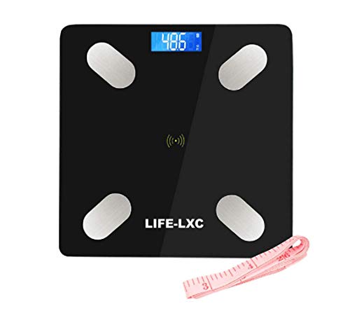 LIFE-LXC Smart Digital Body Fat Scale- Bluetooth Bathroom Scale,Body Composition Analyzer with Smartphone free App,Body Fat Monitors for Your Data(BMI, Body Fat, Muscle Mass and Water Weight)- 400 lbs