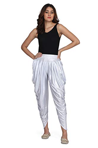 Legis Shimmer Blend Relaxed Comfortable Dhoti Pants Yoga Fitness Active Wear for Women Dance - Free Size (Light Sky)