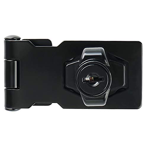 Mooche Door Lock Latch Cabinet Locks with Keys Hasp Lock, Stainless Steel Matt Black, 65mm/2.56¡¯¡¯, MMS1025-B - Thumbnail 6