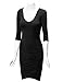 CTC Womens Deep V Neck 3/4 Sleeve Tulip Bodycon Dress M BLACK