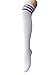Zando Women Thin Stripes Tube Thigh High Tights Over Knee Socks Casual High Stockings A 3 Pairs White (Red Pink Blue)