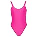 Dixperfect Women's Retro 80s/90s Inspired High Cut Low Back One Piece Swimwear Bathing Suits (XXL, Pink)