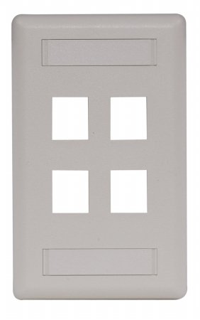 Hubbell-IFP14OW-4-Port-Rear-Loading-Single-Gang-Face-Plate44-Office-White