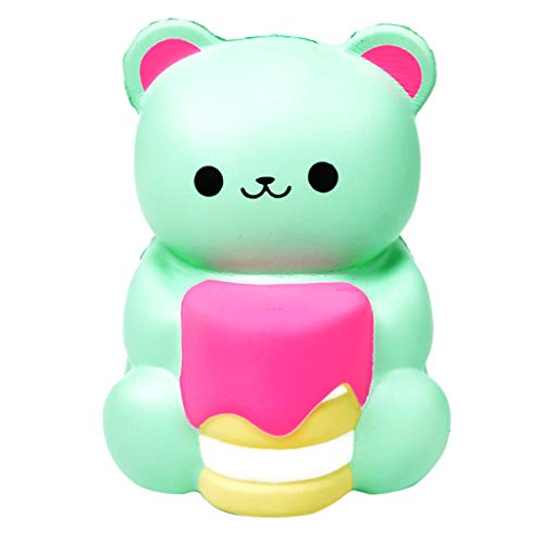 Mikilon Squishies Sitting Bear Kawaii Soft Slow Rising Scented Animal Squishies Stress Relief Kids Toys Gift Collection Decorative Props (Green)