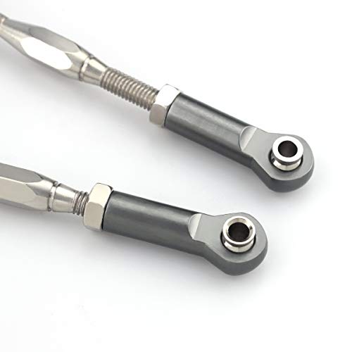 Hosim Front Rear RC Turnbuckles & Camber Linkage Rod - 2PCS Aluminum 83-97mm Adjustable Steering Servo Link for 1/10 Traxxas Slash 4x4 5807 Stampede RC Cars Upgraded Hop up Parts (Titanium)