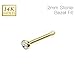 14 Karat Solid Nose Stud Ring with 2mm Bezel Set Clear Cz Ball, Thickness: 20 GA (yellow-gold)
