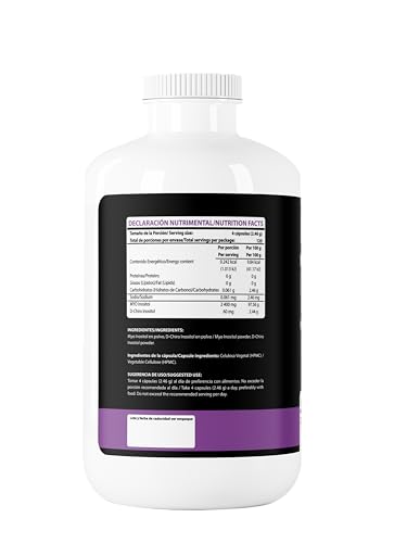 Wellthy Myo & D-Chiro Inositol 480 Cápsulas. Mezcla Óptima 40:1, 2400mg Myo Inositol y 60mg D-Chiro Inositol, Ingredientes 100% Naturales, 4 Meses de Consumo, Gluten Free, Sugar Free, Vegan.