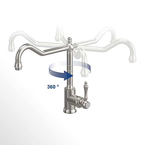 Villeroy & Boch Avia 2.0 Kitchen Taps, High Pressure Kitchen Faucet with Ceramic Cartridge and 360° Swivel Radius, Low Consumption Sink Faucet, Spout Height 235 mm, Gold