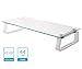 New Glass TV Stand Computer Monitor Riser (05433AA) for 13'' to 32'' LCD LED TV Save Space Destop Stand, Thick Tempered Clear Plate Glass,Max Load 44lbs,White.Power by ProHT-White