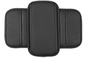 Color Blocking Design Car Center Console Cover,Universal Leather Armrest Cover with 2 Storage Bags, Anti-Slip Interior Access