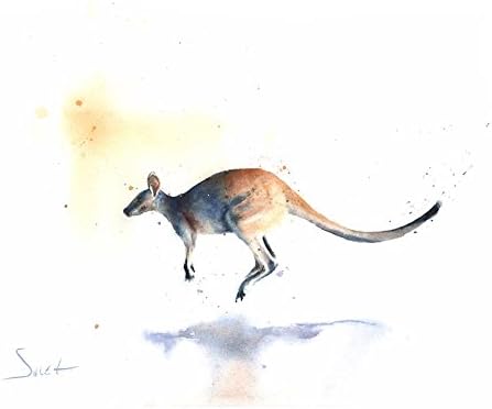 Kangaroo Watercolor Print