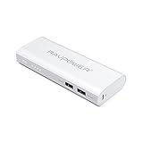 RAVPower Portable Charger 10400mAh (2A Input, 4.5A Dual USB Output) Power Bank External Battery Pack with iSmart Technology for iPhone, iPad, Smartphones and Tablets (White)