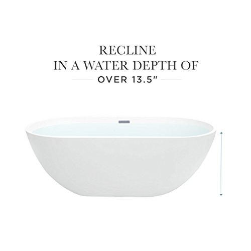 MAYKKE Barnet 61" Acrylic Bathtub Retains Heat White Modern Oval Freestanding Comfortable Soaking Tub in Bathroom Lavatory, Shower cUPC certified, Drain & Overflow Assembly Included XDA1407001