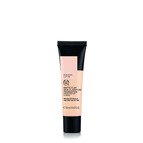 The Body Shop Matte Clay Skin Clearing Foundation, Peruvian Lily Shade 010, 1 Fluid Ounce
