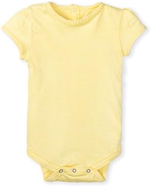 Colored Organics Baby Girls Organic Becca Braided Bodysuit - Short Sleeve - Lemon - 3-6 Months