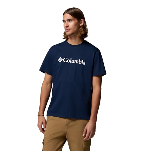 Men's Basic Logo Tee, Short Sleeve T-Shirt, Collegiate Navy/Gem Columbia, Medium
