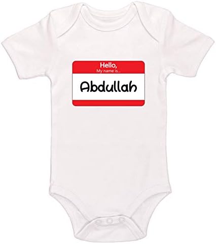 Kinacle Hello My Name is Abdullah Personalized Baby Bodysuit