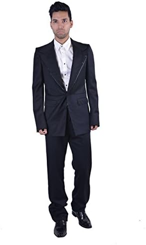 Gianni Varsace Couture Men's 100% Wool Sparkling Black Two Button Suit US 38 IT 48