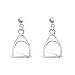 925 Solid Sterling Silver Dangling Horse Stirrup Stud Earrings - Dangle Hypoallergenic Animal Jewelry