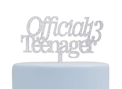 Official Teenager Acrylic Cake Topper,13th Birthday Cake Topper, 13th Birthday Party Decor (Silver) - Thumbnail 4