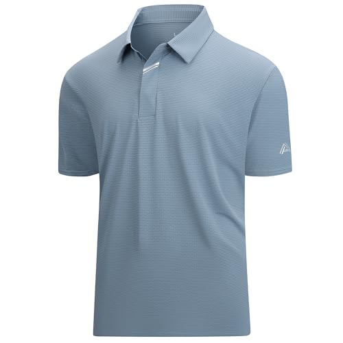 Esabel.C Jacquard Golf Shirts for Men Dry Fit Short Sleeve Collared Polo,Grey,S at Amazon