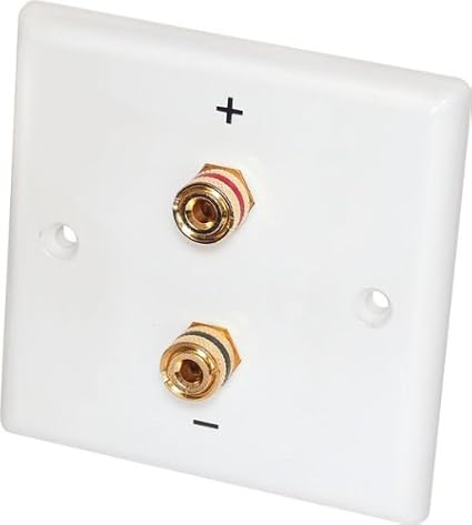 2 Stück - Dynavox Lautsprecher-Wand-Anschlußblende, weiß / 2 x Bananen-Kupplung