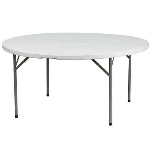 Flash Furniture 60'' Round Granite White Plastic Folding Table