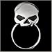 All American Gremlin Bells Half Skull w/Black Eyes Sunglass Holder Pin