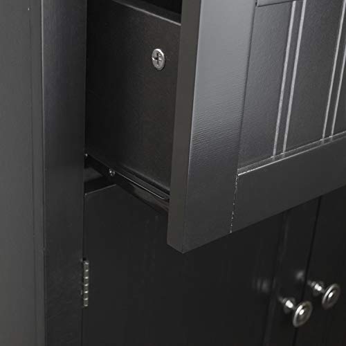 OS Home and Office Framed Glass Doors and Drawer in Black kitchen buffet with hutch