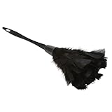SODIAL(R) 1pc Fashion Turkey Feather Duster with Black Plastic Handle Cleaning Tool(black)35cm