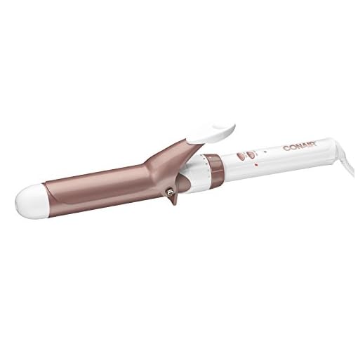 Conair-Double-Ceramic-Curling-Iron-1-14-inch-Curling-Iron-WhiteRose-Gold Conair Double Ceramic Curling Iron, 1.25 Inch curling Iron, White/Rose Gold